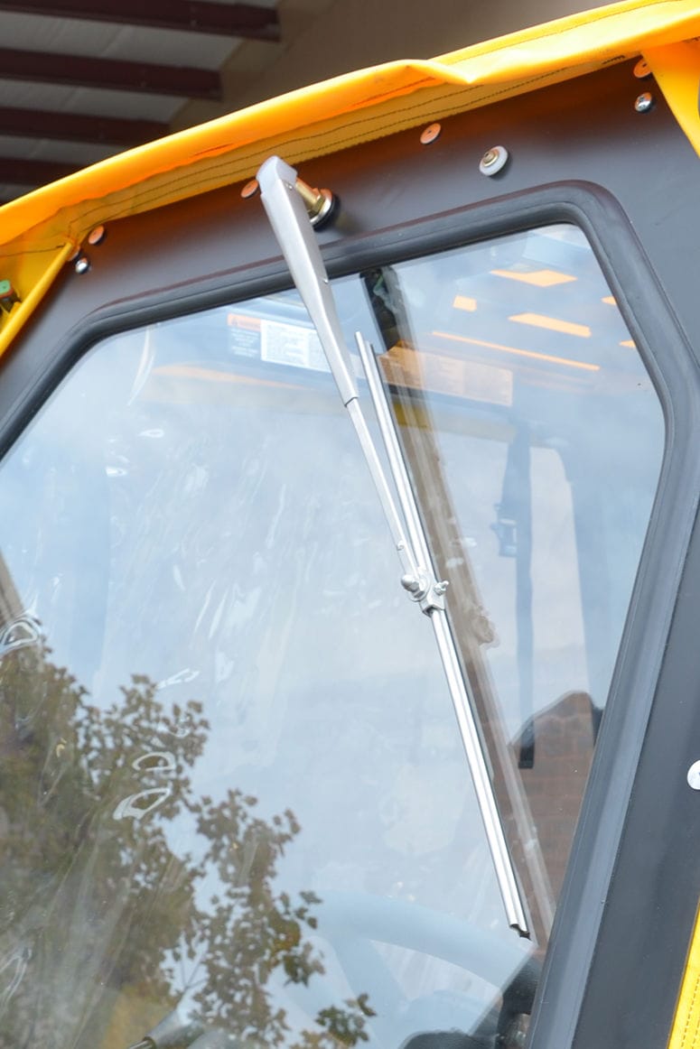 Forklift windshield.